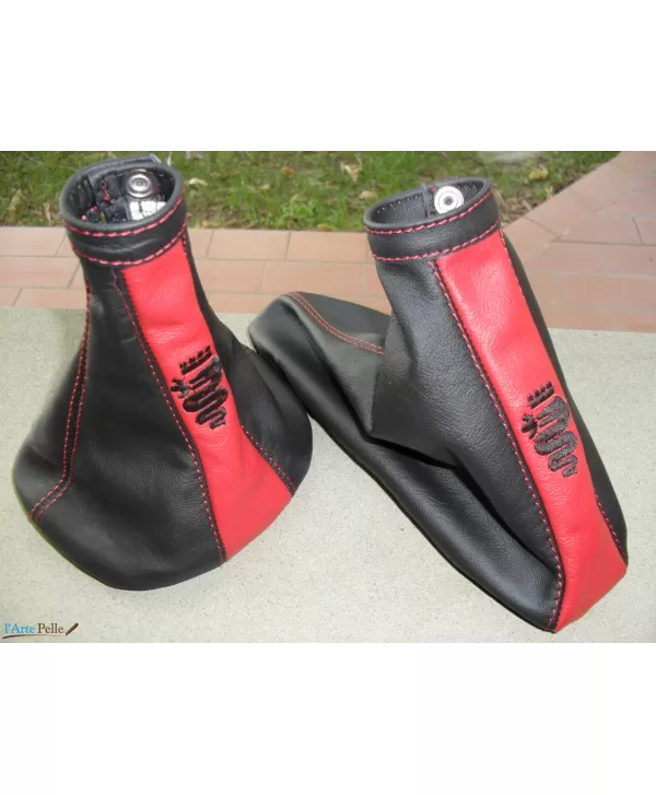 copy of Headset derailleur and Brake Black leather and Red embroidery biscione for Alfa Romeo GT