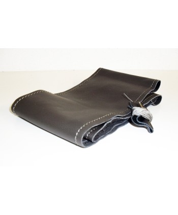 copy of Fiat Doblò real charcoal grey leather steering wheel cover