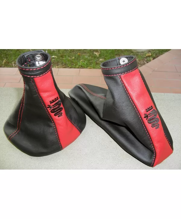 copy of VERSCHIEBEN und Bremse Hebel Cap Alfa GIULIETTA Echtleder schwarz + Stickerei