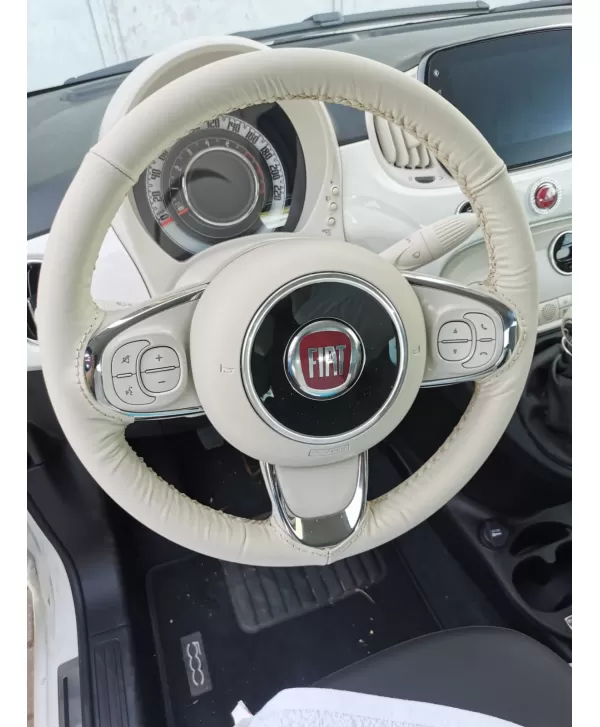 Coprivolante compatibile Fiat 500 vera pelle avorio da cucire Cuciture  Personalizza Pelle Personalizza