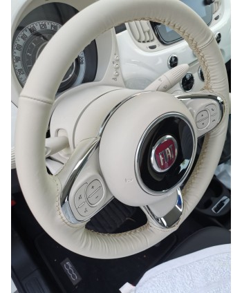 Coprivolante compatibile Fiat 500 vera pelle avorio da cucire