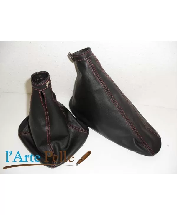 alfa romeo 156 2° serie cuffie cambio e freno pelle rossa personalizzata