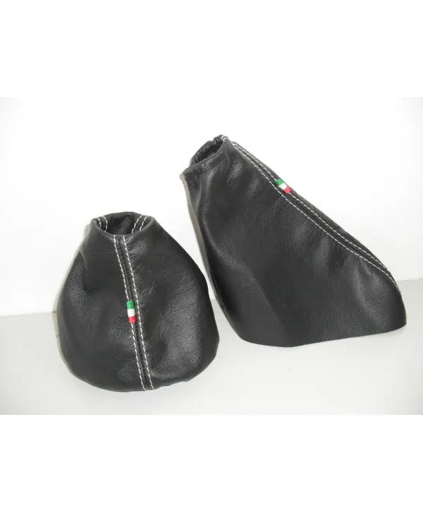 copy of Cuffia leva cambio e freno Fiat Punto GT vera pelle nera + ricam