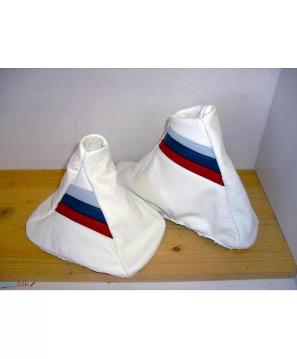 BMW e90-e91 cambio y freno tapa cuero blanco con inserciones M s