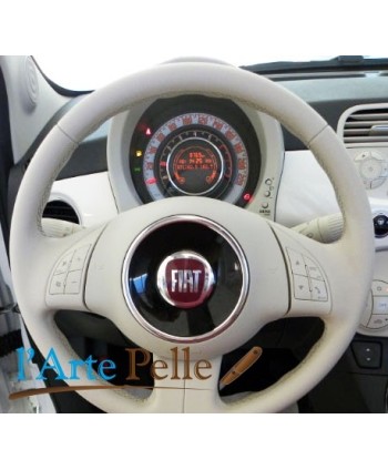 Copri volante per fiat 500 in vera pelle avorio