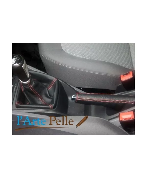 Seat Ibiza 6J schwarz Leder Handbremse und Schalthebel Gamasche Nähte