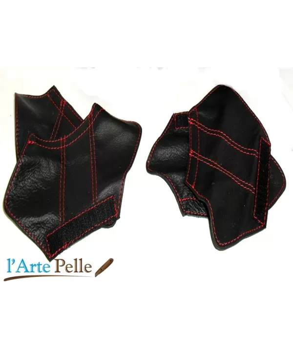 Alfa Romeo 147 5 porte copri maniglia pelle nera e cuciture ross