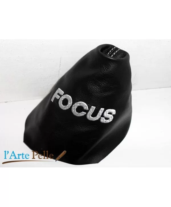 Ford Focus soufflet de levier de vtesse en cuir noir avec broderie