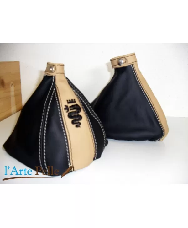 SHIFT und Bremse Hebel Kopfhörer Alfa Romeo 159 echten schwarzen Leder