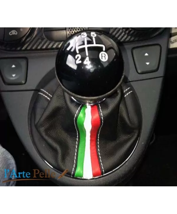 Fiat 500 nuevo engranaje auriculares de botón cuero negro + tricolore
