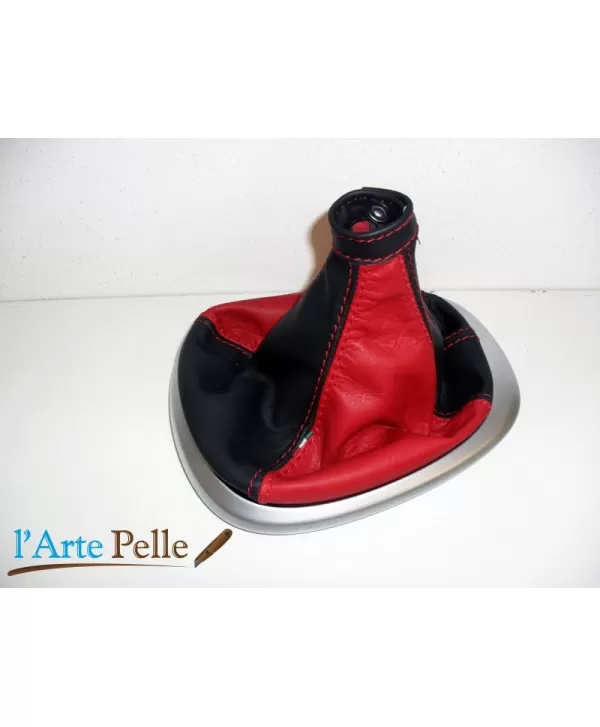Kopfhörer-Getriebe Fiat 500 l Echtleder schwarz-rot Bicolor