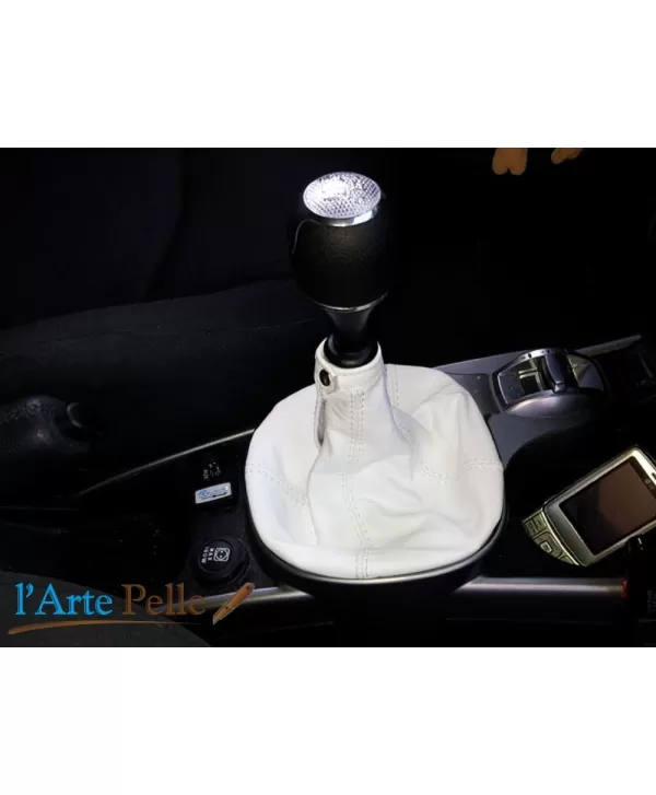 Cuffia leva cambio Alfa Romeo Mito vera pelle bianca