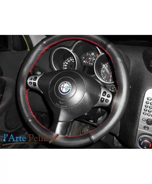Alfa Romeo 147 Lenkradbezug schwarz Echtleder