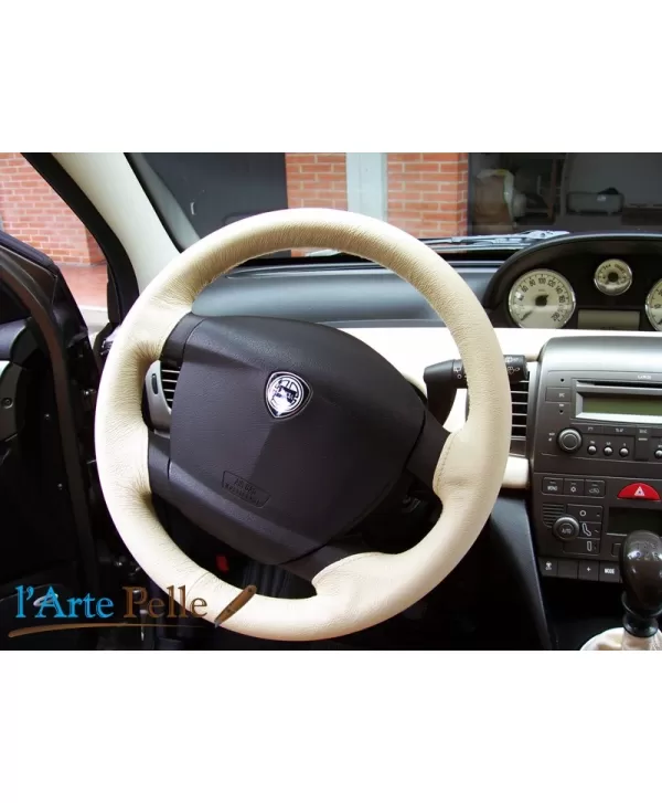 Coprivolante Lancia Ypsilon vera pelle beige