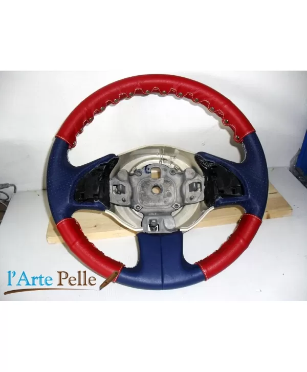 real red leather Steering wheel cover 3 pcs kit new Fiat 500 + clip