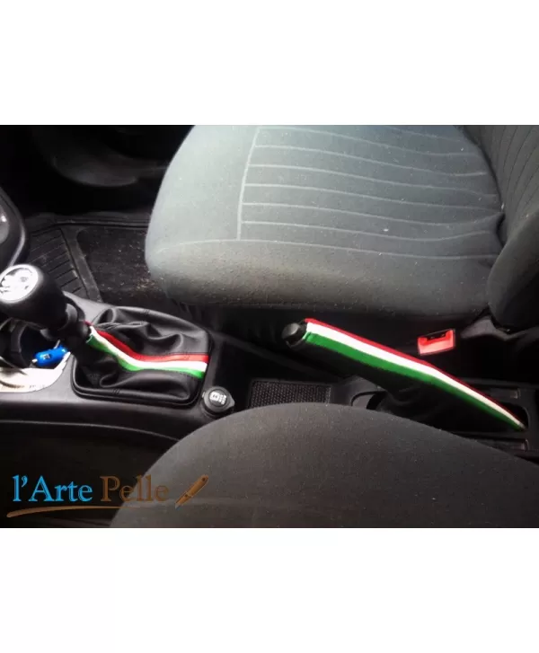 Fiat Grande Punto real black leather gearshift and handbrake gaiter + Italian tricolour