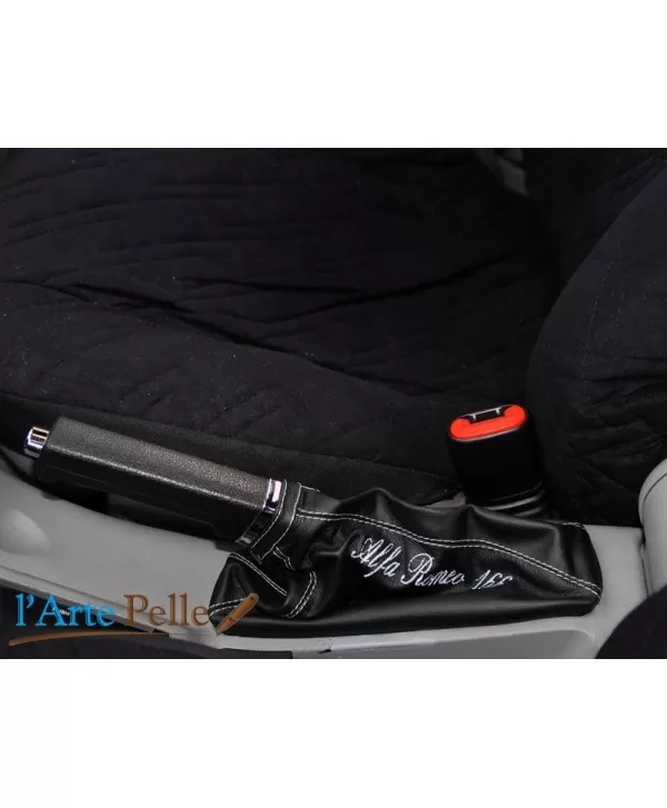 Alfa Romeo 166 freno de mano palanca casquillo negro cuero + bordado