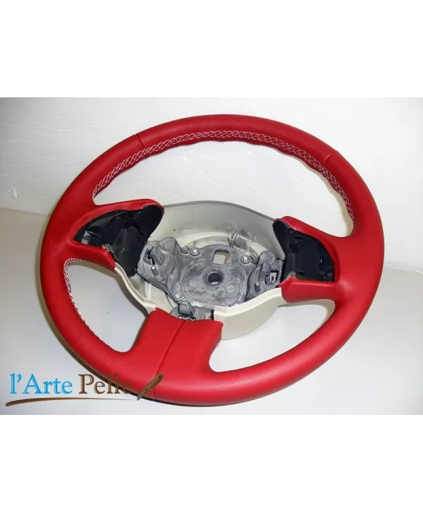 Fiat 500 coprivolante in vera pelle rossa cuciture bianche