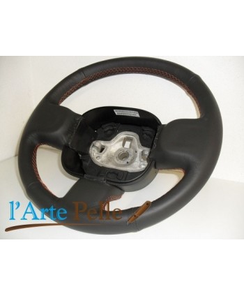 black leather steering wheel cover for Fiat Panda 319 