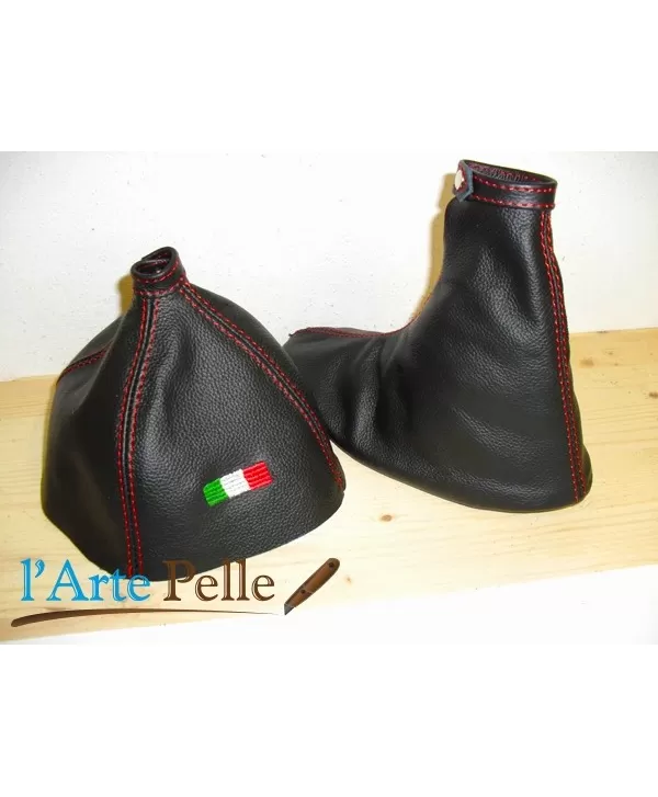 Alfa Romeo 159 - black gear shift and hand brake gaiter  - Italian tricolour embroidered