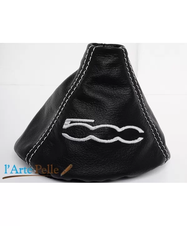 New Fiat 500-black gear shift gaiter with customised embroidery