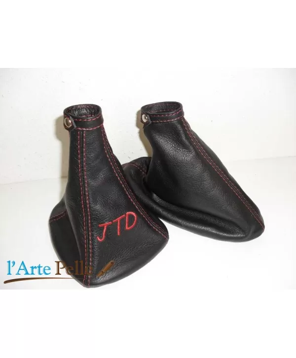 Alfa Romeo 147 JTD rivestimento cuffia Freno e Cambio Nero e Ricamo Rosso