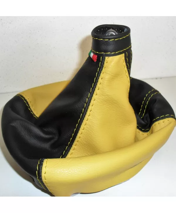 Fiat 500L cap gear lever in genuine leather two-tone black and yellow
