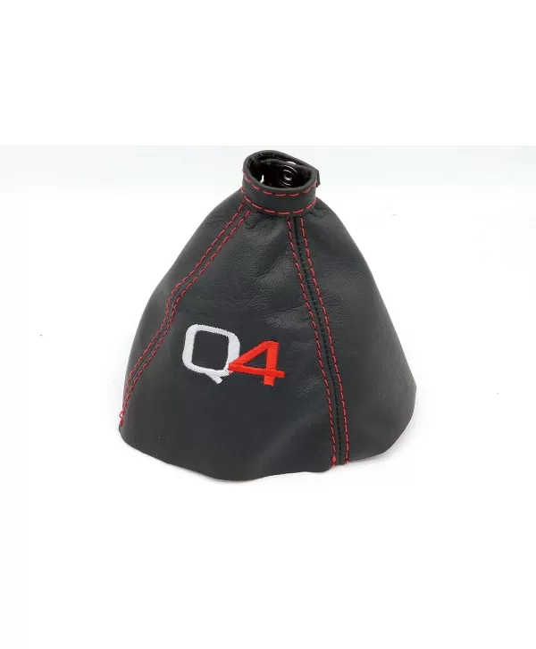 Hebel Cap Alfa Romeo 159 schwarz Echtleder und rot + Stickerei
