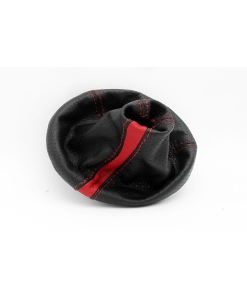 gear shift gaiter cover compatible with the Fiat 500 (2006-2009) genuine leather black perforated + red