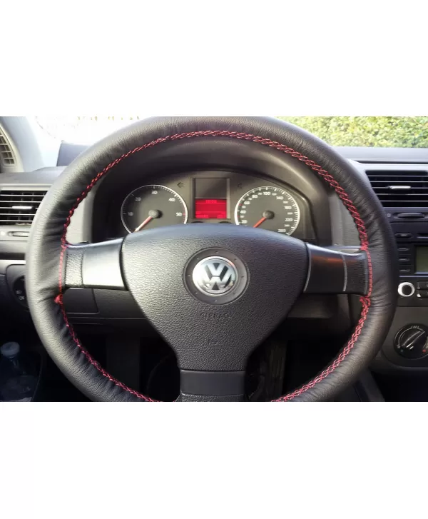 coprivolante VW polo 9N 2002-2009 real de cuero negro