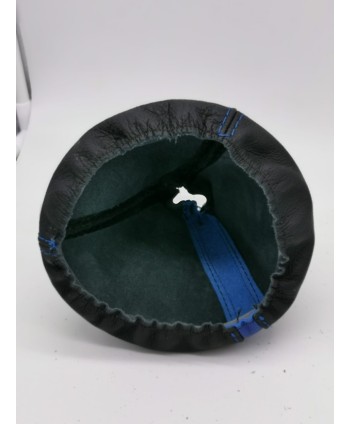 gear shift gaiter cover compatible with the Fiat 500 (2006-2020), real leather black and blue